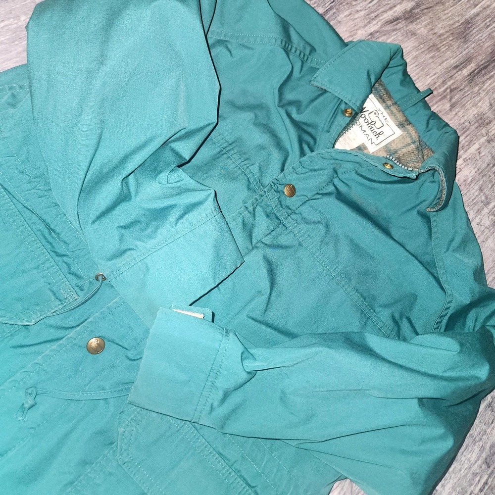 Vintage Woolrich Woman Green Field Jacket Wool Lined Barn Coat Size M - Picture 5 of 13
